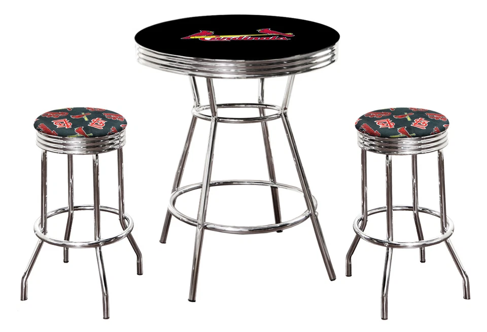 Juego de mesa de bar de pub negra MLB con taburetes de asiento giratorio sin respaldo y una opción de tapa de vidrio Foto 1 de 1