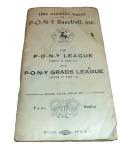 1959 Official Rules of P-O-N-Y League Baseball Vintage Sports Umpire Coach Youth - Picture 1 of 8