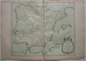 España España Hispania antiqua Baleares color tarjeta grabada en cobre Vaugondy 1750 - Imagen 1 de 4
