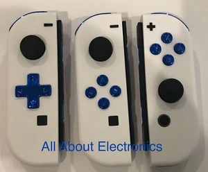 Nintendo Switch Custom Joy-Con Soft Touch White Joy Cons Controllers Blue D-PAD - Picture 1 of 20
