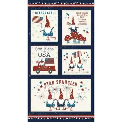 American Gnome  4th of July Panel + 5" CHARM PACK  Precut fabric  + 55 blocks - Image 1 of 4