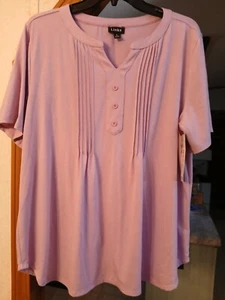 NWT Lilac Color Short Sleeve Pullover Shirt Plus Size Large Links Brand - Picture 1 of 2