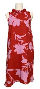 Gibson Chili Pop Shift Floral Sleeveless Tie Back Lined Red/Pink Dress SZ L NEW - Picture 1 of 13