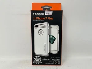 Spigen Apple iPhone 7 Plus Slim Armor Miltary Grade w/ Metal Kickstand Jet White - Picture 1 of 2