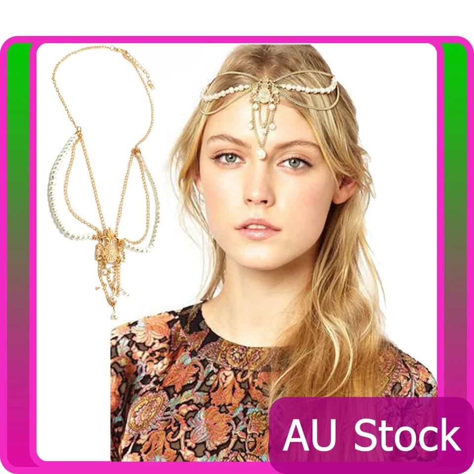 Diadema Deco Vintage Años 20 Aleta Cadena Tocado Gatsby Bohemia Boho Goddess Foto 1 de 1