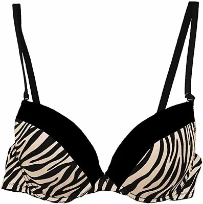 Bra Rampage Intimates Demi Tuxedo Zebra Max Push Up Plunge Underwire 500624 - Image 1 of 4