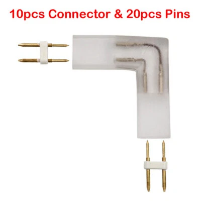 10Pcs Splice L Connector for 8mm x17mm LED Neon Tube Rope Light 2-Wire w/Pin PVC - Image 1 of 4