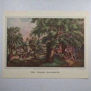 Reimpresión litográfica The Village Blacksmith Currier & Ives 11 3/4" x 13" - Imagen 1 de 4