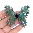 1 Pc 56X52mm Butterfly Shape Green Cubic Zirconia Pave Brooch Pin For Women