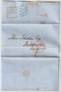 1850 LONDON RED BOXED LATE FEEE/L EX WOODS HOTEL SKIPWORTH TO SCHOLEY WAKEFIELD - Picture 1 of 2