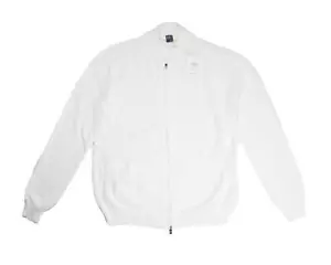 Fedeli $650 NWT White Giza Organic Cotton Full Zip Slim Sweater L (52 IT) - Picture 1 of 4