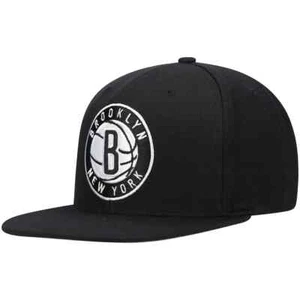 Brooklyn Nets Mitchell & Ness NBA Snapback Hat Nets Ball Logo Cap Flat Brim - Picture 1 of 4