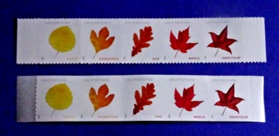 US 5966-5975 VIBRANT LEAVES ND POSTCARD (F) RATE PANE/COIL (2) STRIP OF 5 EXCESS - Image 1 of 2