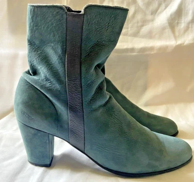Arche Ln Mujeres Verde Azulado Gamuza Botines 40/US 9 Cremallera Cuero Acento Usado en Excelente Condición B2Z Foto 1 de 4