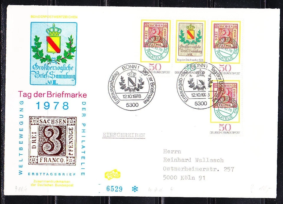 Germany 1978 Ersttag FDC cover Stamp Day & German Philatelists’ Meeting 980-981 - Image 1 of 1
