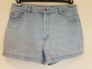 Pantalones Cortos Damas Vintage Azul Desteñido Denim Talla Grande 36" Cintura con Bolsillos - Imagen 1 de 10