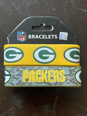 Green Bay Packers Silicone Bracelets 2 Pack Wide [NEW] NFL Jewelry Gear Camo FAN Cover