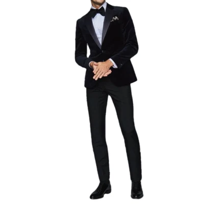 Hombres Lujo Fiesta Baile de graduación Cena Novio Esmoquin Boda Blazer Prendas para el torso Terciopelo Traje Chaqueta Foto 1 de 4