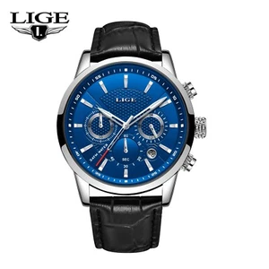 Men's Watch Quartz Luminous Date Dial Leather Band 3ATM Waterproof Wrist Watches - Picture 1 of 7