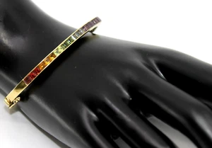 Brazalete Brazalete Oro Amarillo Sólido 14k MN Multi Corte Princesa Piedras Preciosas - Imagen 1 de 14