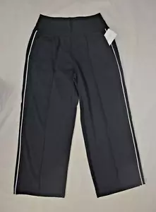 NWT $119 Athleta Sz M Petite MP Black Venice Track Stripe Wide Leg Pant #854424 - Picture 1 of 6
