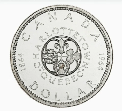 CANADA 1864-1964 SILVER DOLLAR QUEBEC / CHARLOTTETOWN UNC 80% SILVER Cover