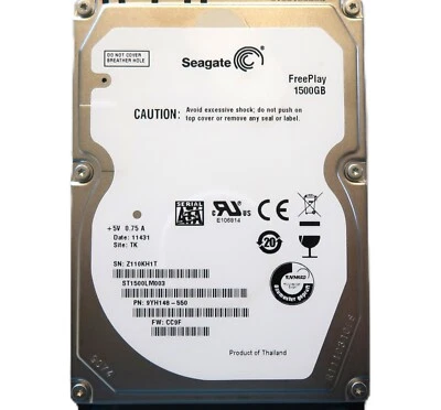 Seagate ST1500LM003 9YH148-550 CC9F (Z110) TK Thailand 2.5" 1.5TB Sata HDD 2011 - Image 1 of 4