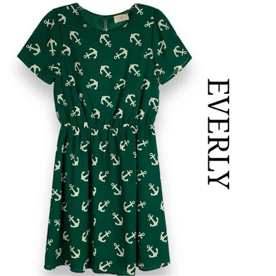 Vestido Everly Anchor verde cintura elástica para mujer talla pequeña Foto 1 de 4