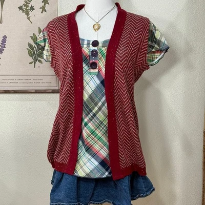 Chaleco Suéter Abierto Tweed Vintage Años 70 80 Cabricho Twee Retro Casa Pradera M Foto 1 de 4