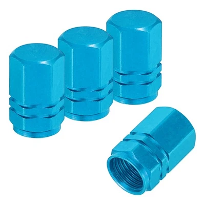 4Pcs Small Hexagonal Tire Air Valve Stem Cap Car Wheel Pressure Caps, Sky Blue Foto 1 de 4