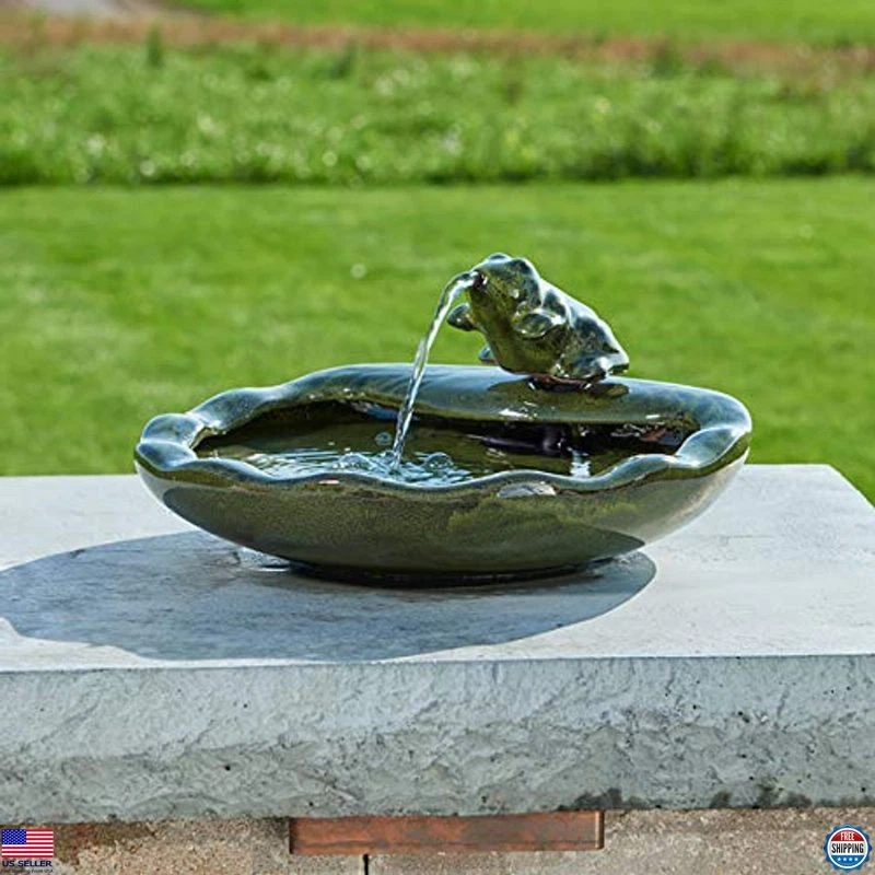 Recurso de água de sapo de cerâmica movido a energia solar, vidro verde, bomba de baixa tensão e - Imagem 1 de 2