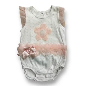 Kyle & Deena Girls Size 6-9 Months Romper Pink & White Tulle Ruffle One Piece - Picture 1 of 2