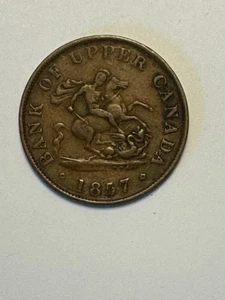 COLLECTABLE 1857 Upper CANADA Half Penny Coin - Picture 1 of 2