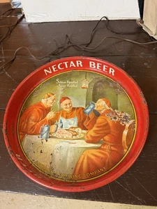 VINTAGE Bar Tray AMBROSIA Beer Metal Serving Tray 13" Advertising Kitchen - Picture 1 of 5