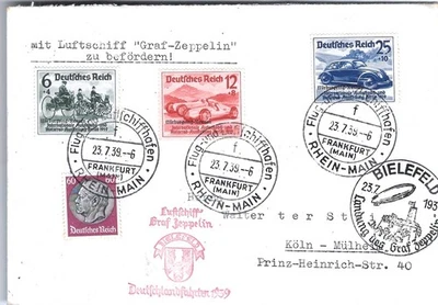 WW2 WWII German Third Reich Zeppelin cover 1939 Rennen - Image 1 of 2