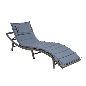 Sonnenliege Strandliege Polyrattan Liege XXL Gartenliege Relaxliege Anthrazit - Bild 1 von 12
