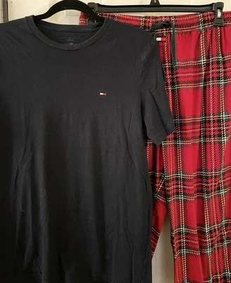 Juego de salón de pijama TOMMY HILFIGER azul marino rojo Navidad a cuadros talla MED🎅 Foto 1 de 3