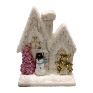 Bath and Body Works Candle Holder House Winter Wonderland Snowman Deer Sparkle - Picture 1 of 10