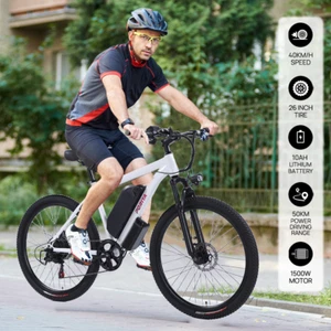 Electric Mountain Bike 26'' 48V 1500W Adult E-Bike Battery Shimano 7 Speed - Picture 1 of 17