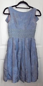 Women 50s vintage Shimmer Blue Taffeta Cocktail Party dress Small TLC repair B85 - Picture 1 of 4