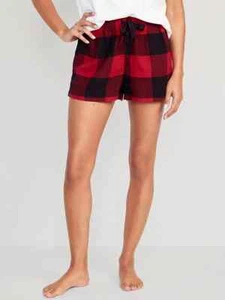 New Old Navy Pajama Shorts Size Small Buffalo Plaid Holiday 100% Cotton Womens - Picture 1 of 3