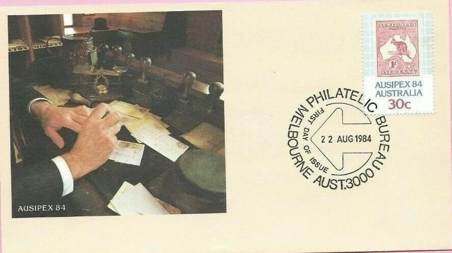 AUSTRALIA  AUSIPEX KANGAROO STAMP OFFICIAL CACHET FDC 1984 VF UNADDR - Image 1 of 1