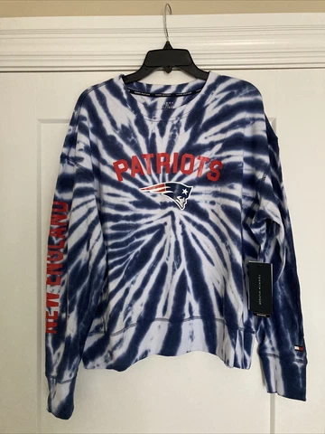 New England Patriots Women's XXL Tommy Hilfiger Tie Dye Sweatshirt Blue NWT Cover