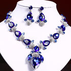 Statement Jewelry Women Bridal Choker Necklace Earrings Set Crystal Rhinestone