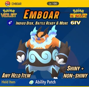 EMBOAR Brillante 6IV y EV Personalizado OT • Listo para la Batalla | Pokémon Escarlata y Violeta - Imagen 1 de 5