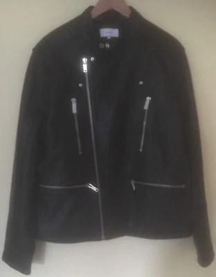 Reiss Men's Biker Style Lambs Leather Jacket Black New With Tags Size XL - Image 1 of 4