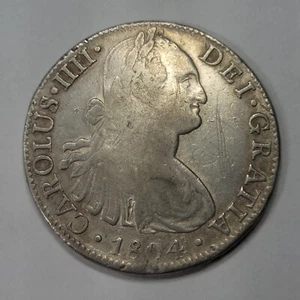 1804 Mexico Silver 8 Reales Carolus IV Strong Detail Obv Scratch Nice *J824 - Picture 1 of 2