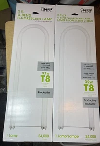 2 Feit Electric F32T8/841/U6 32W 4100K T8 U-Bend Fluorescent Bulb NEW - Picture 1 of 4