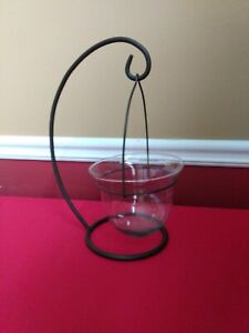 14" Wrought Iron Plant Hanger 3 Piece Set ~Arched Stand / Holder / Glass Planter