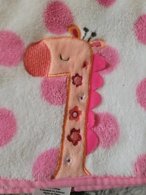Garanimals Giraffe White Pink Polka Dot Baby Blanket Plush Security Walmart A19 Foto 1 de 3